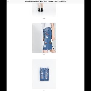 *LOOKING FOR*zara denim midi pencil skirt w/patch