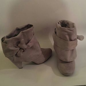 2 inch off white suede boots