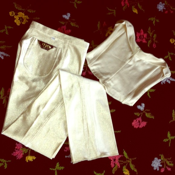 SALE! Original "bojeongles" lurex jeans & bustier!