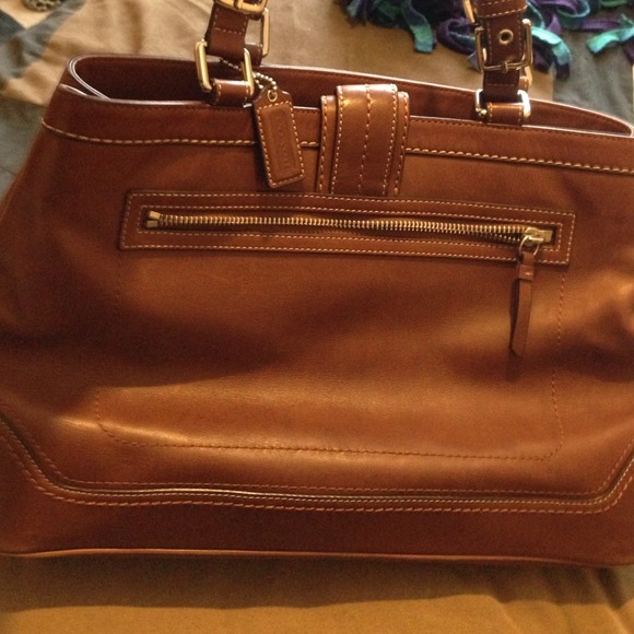 Brown leather coach purse