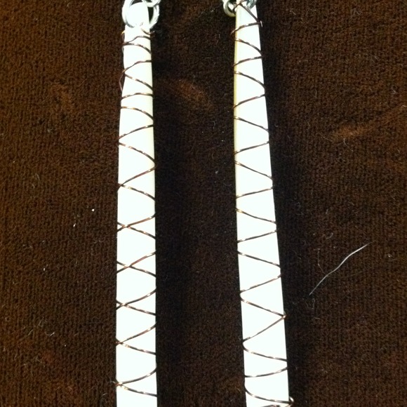 Mother of pearl copper wrapped earrings - Picture 4 of 4