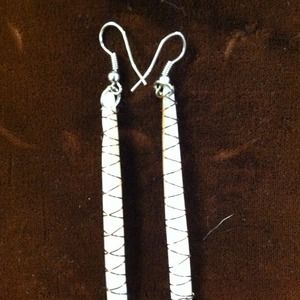 Mother of pearl copper wrapped earrings