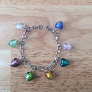 Italian glass charm heart bracelet 💞✨