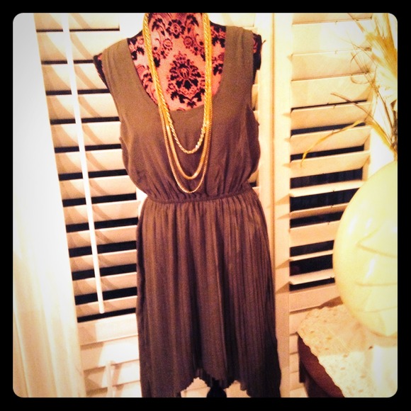 Green pleated Mohawk dress