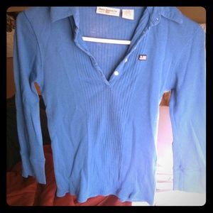 Blue button-up Ralph Lauren 3/4 sleeve top