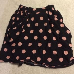 H&M Size 4 Black & Pink Polka Dot Pocket Skirt