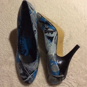 Iron Fist Blue Black & White Comic Print Heels 9