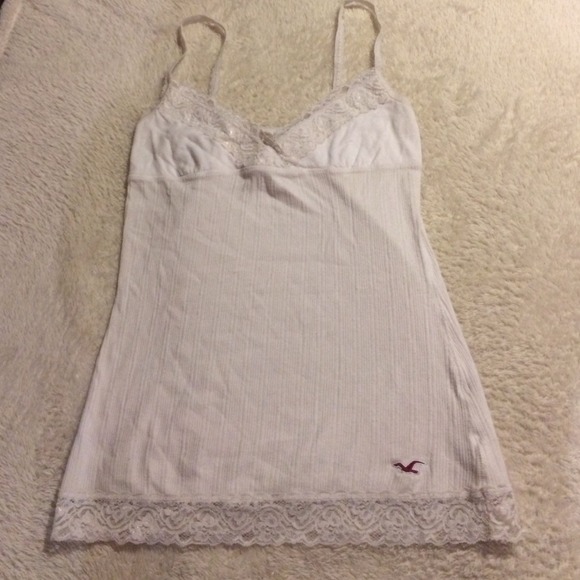White Lace Trimmed Hollister Cami Medium