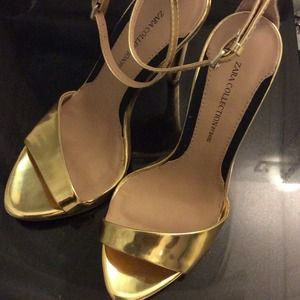 FOR @trp1385 Zara Collection Metallic Gold Heels