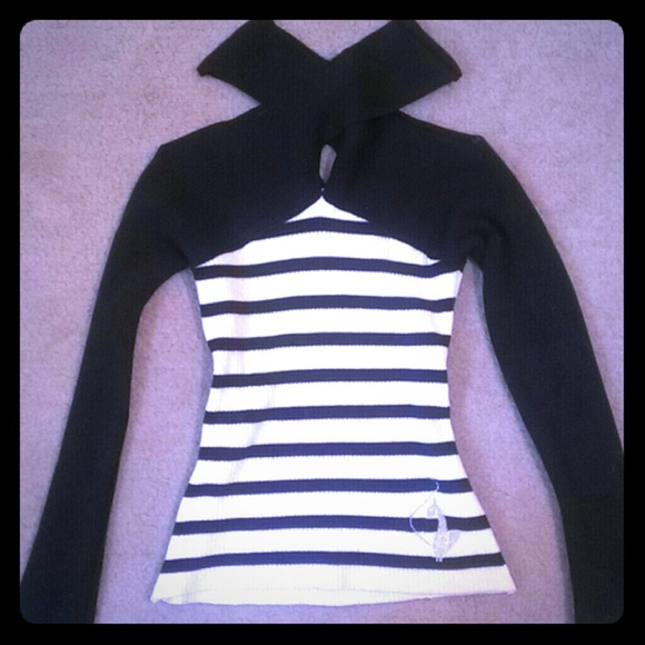 Long sleeve black and white stripes