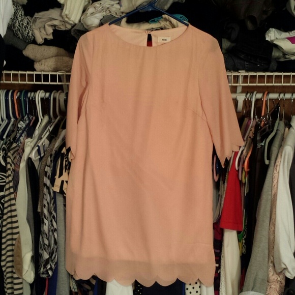 Scalloped peach shift dress