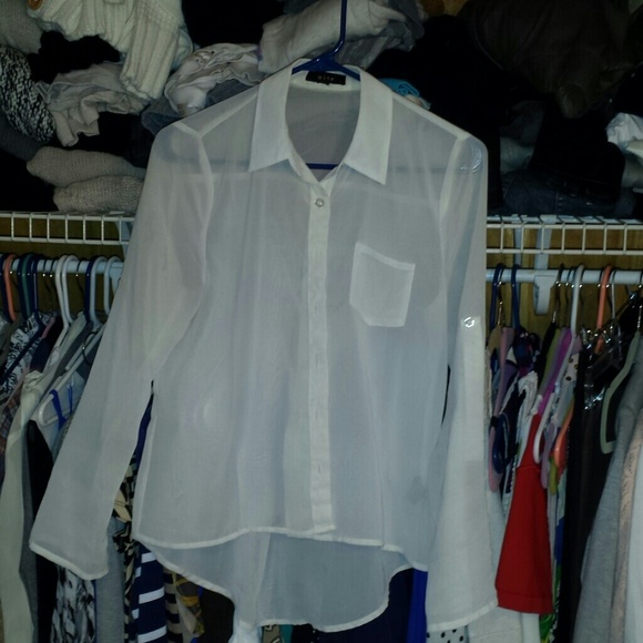 White sheer blouse.