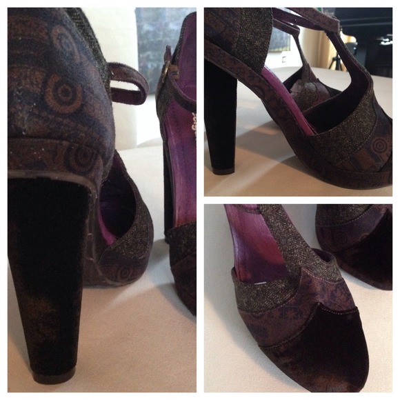 Desigual Print Velvet Mary Jane Pumps -New Price! - Picture 4 of 4