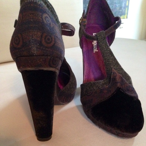 Desigual Print Velvet Mary Jane Pumps -New Price! - Picture 3 of 4