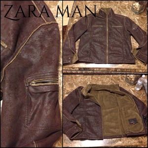 Men's suede leather fur coat