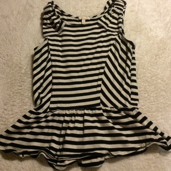 SOLD: Medium BlackWhite Striped Monleau Peplum Top