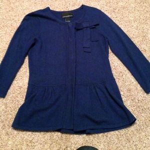 Blue Bow Peplum Cardigan