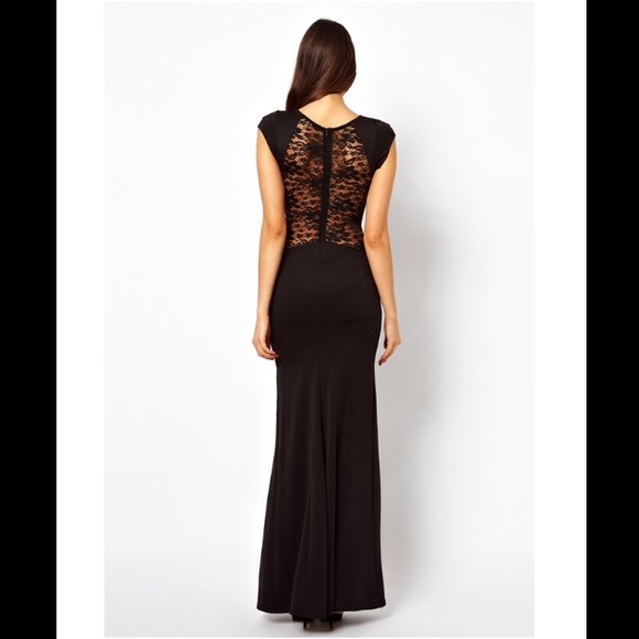 Sexy Long Racerback Lace Black Slit Evening Dress - Picture 3 of 4
