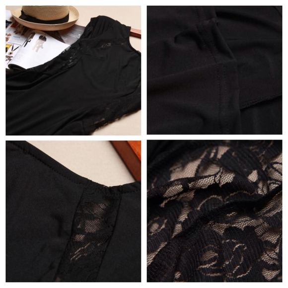 Sexy Long Racerback Lace Black Slit Evening Dress - Picture 4 of 4