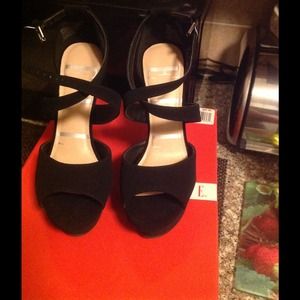 Black suede wedges