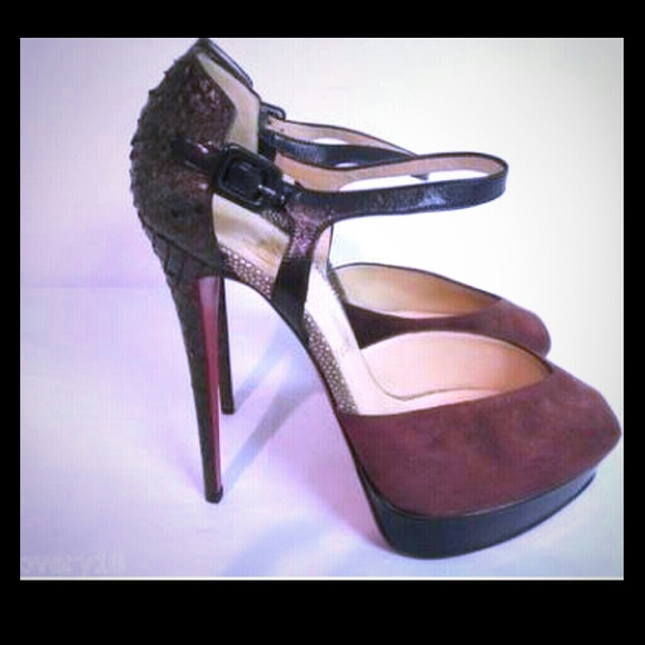 CL 150 Suede Python Bordeaux Platform Heel - Picture 1 of 3