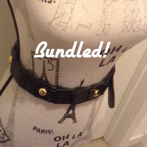 ❌BUNDLED❌Black leather belt w/ gold details✨