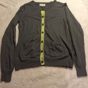 Grey & Green Button Up Medium Forever 21 Cardigan