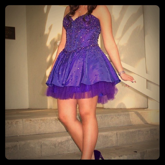 Purple embellished party dress