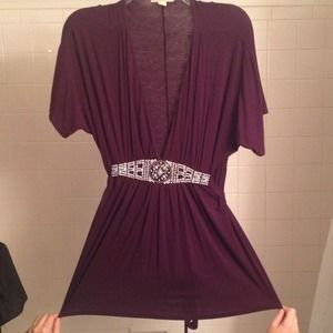 Forever21: Low cut, deep purple, embellished top.