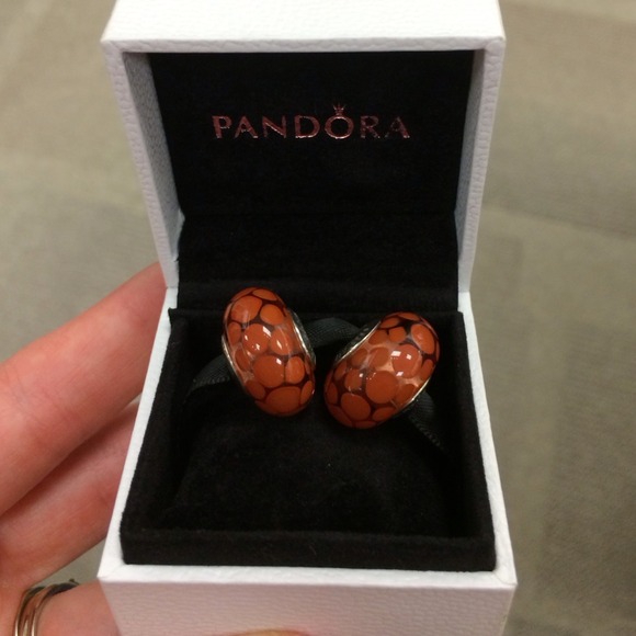 NIB - 2 x-l Murano Glass Beads. Burnt orange color