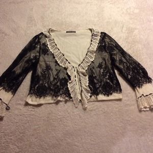 Michael Simon Petite L Lace Half Sleeve Cardigan