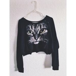 Cat sweater crop top