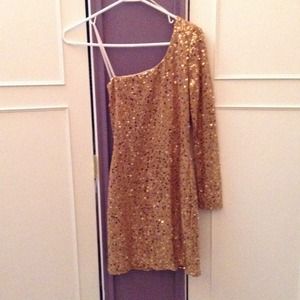 Gold sequin party dress
