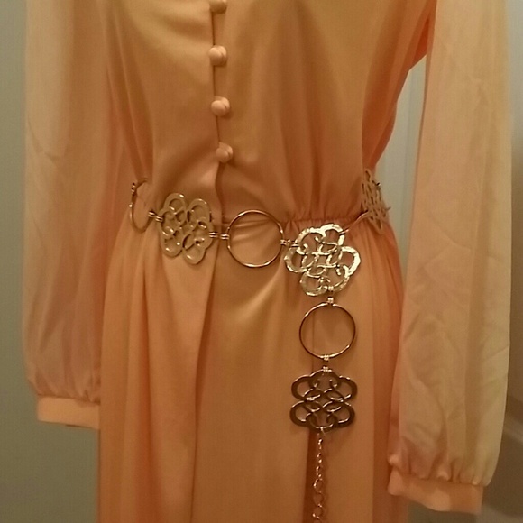 Sold. Peach Vintage Maxi Dress - Picture 2 of 4