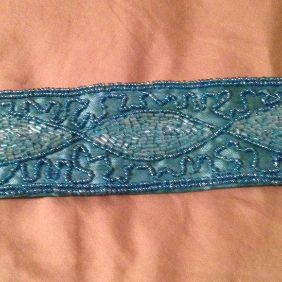Gorgeous Blue Beaded Belt - Picture 2 of 3