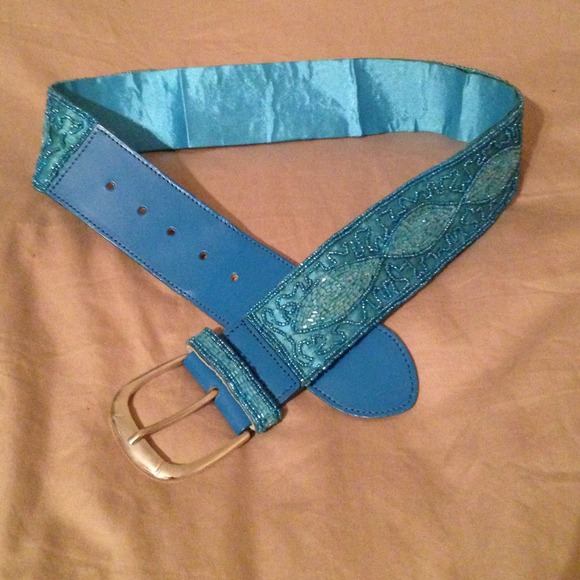 Gorgeous Blue Beaded Belt - Picture 3 of 3