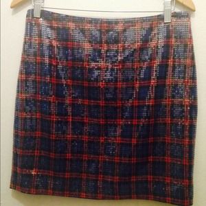 C Wonder Sequin Checkered Pencil Skirt