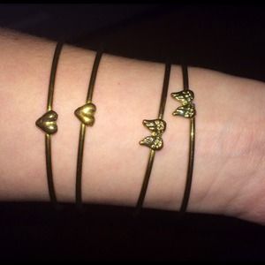 Dogeared bangle bracelets 2 hearts  angel wings