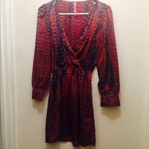 Printed Faux Wrap Printed Flare Dress