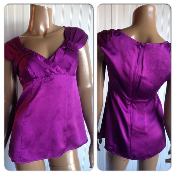 SOLD! Nanette Lepore 100% Silk V-Neck Purple Top