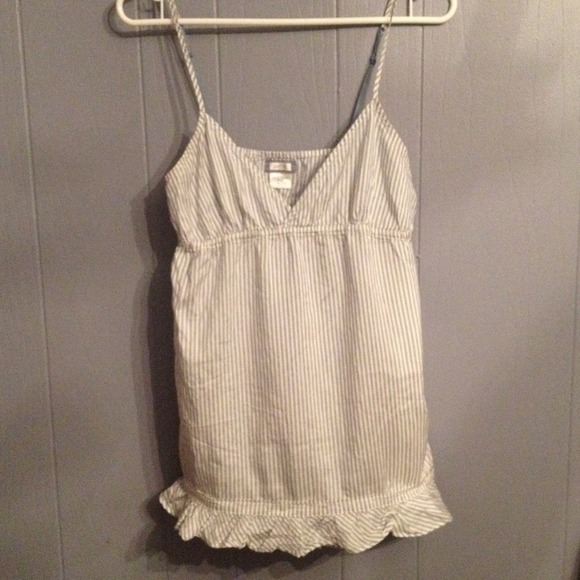 Light blue and white striped spaghetti strap tank