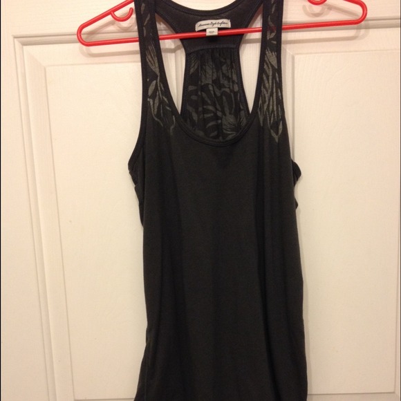 Dark grey See Through Design Tank Top - Very Cute