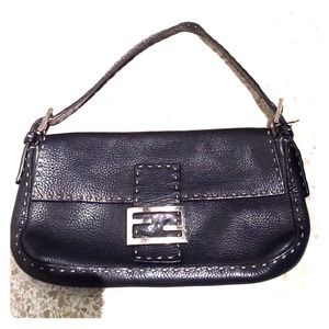 Black Leather Fendi Baguette