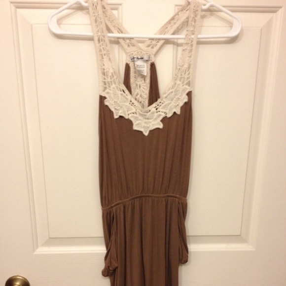 Adorable Brown Lace Tank Dress