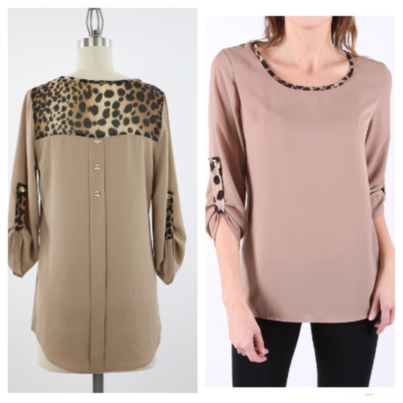Animal print tunic top in Mocha