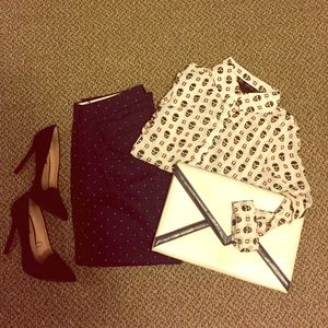 Zara Chiffon Skull Button Up Blouse