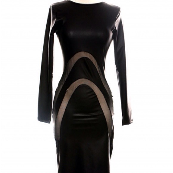 Black Leather Look Dress