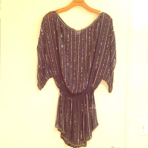 Navy sequined tunic dress