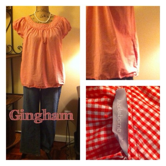 Gingham red and white blouse