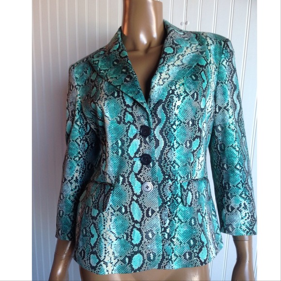MICHAEL KORS Snakeskin Print 3/4 Sleeve Blazer